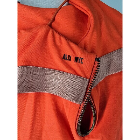 Alix NYC Dress Mini Dress Ruched Bodycon Sleeveless Party Orange‎ Medium M - Picture 8 of 9